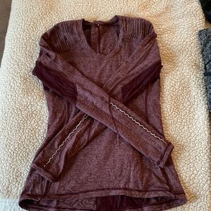 Lululemon Long Sleeve Shirt; vented with ruffle detail. thick for outdoor runs